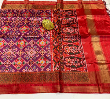 LD-1350 Navrathan patola tissue borders magenta saree