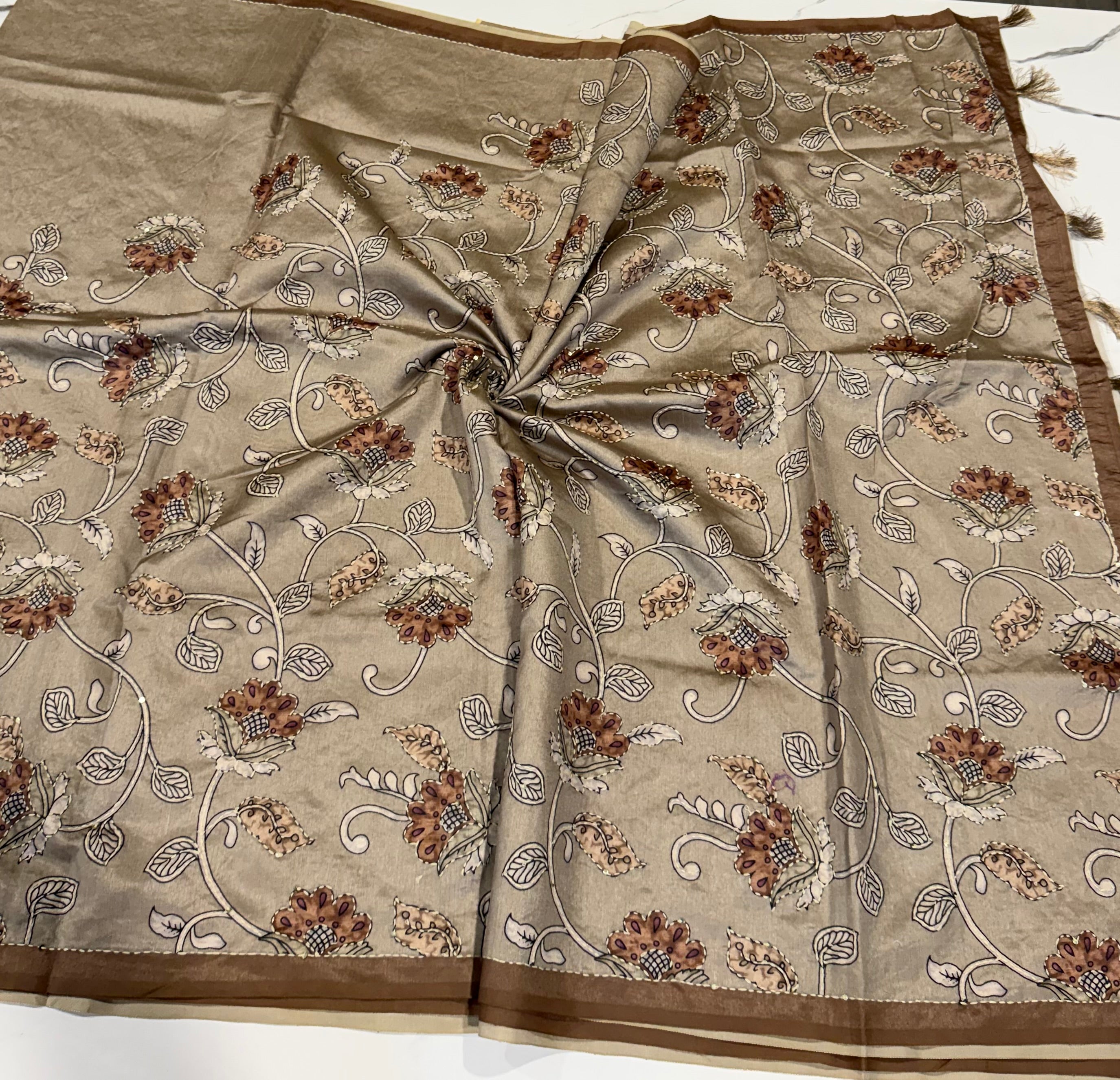Semi Tussar Kalamkari kanta work 3