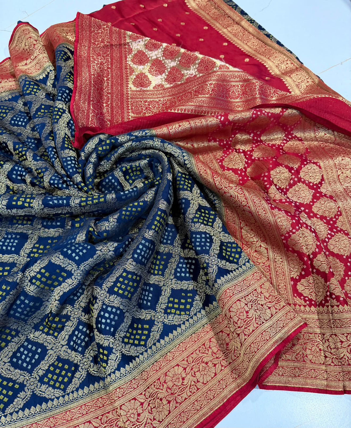 M-4 ink blue Banaras Maahru Bandini saree