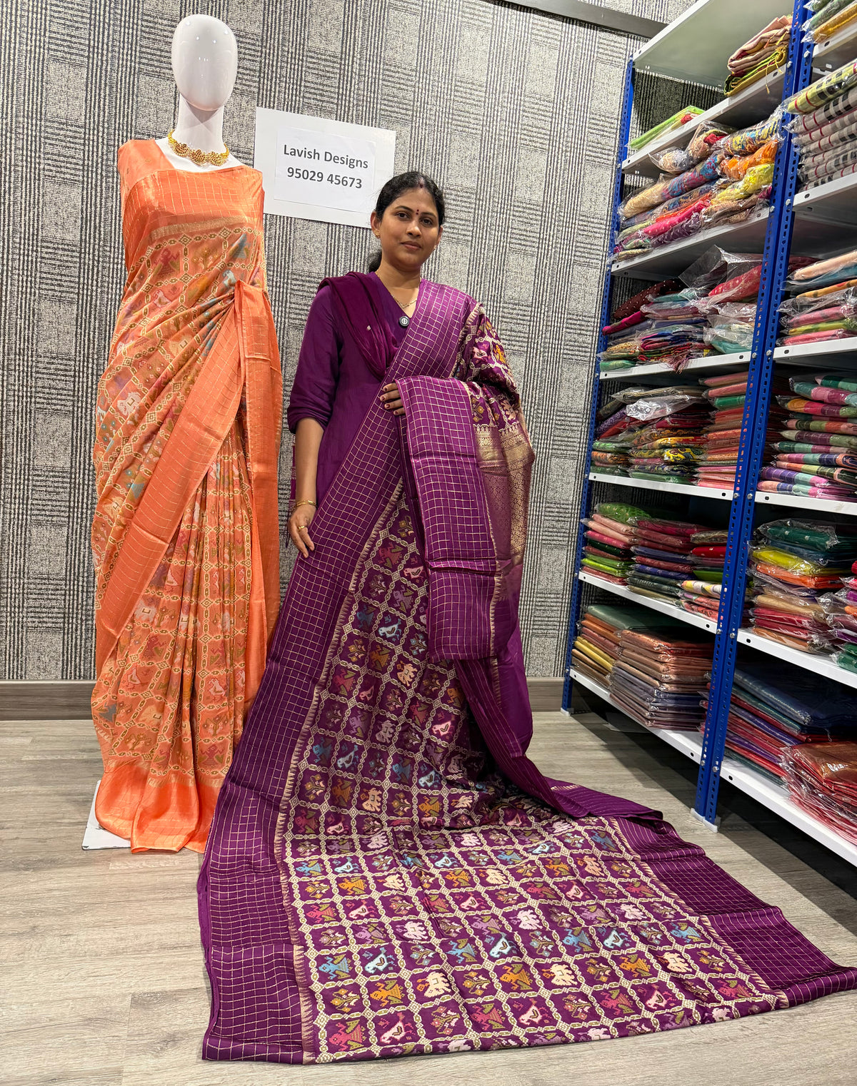 PT-475 purple colour patola moonga crep saree
