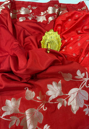 LD-RJ1799 Red semi Kora jamdani ❤️saree