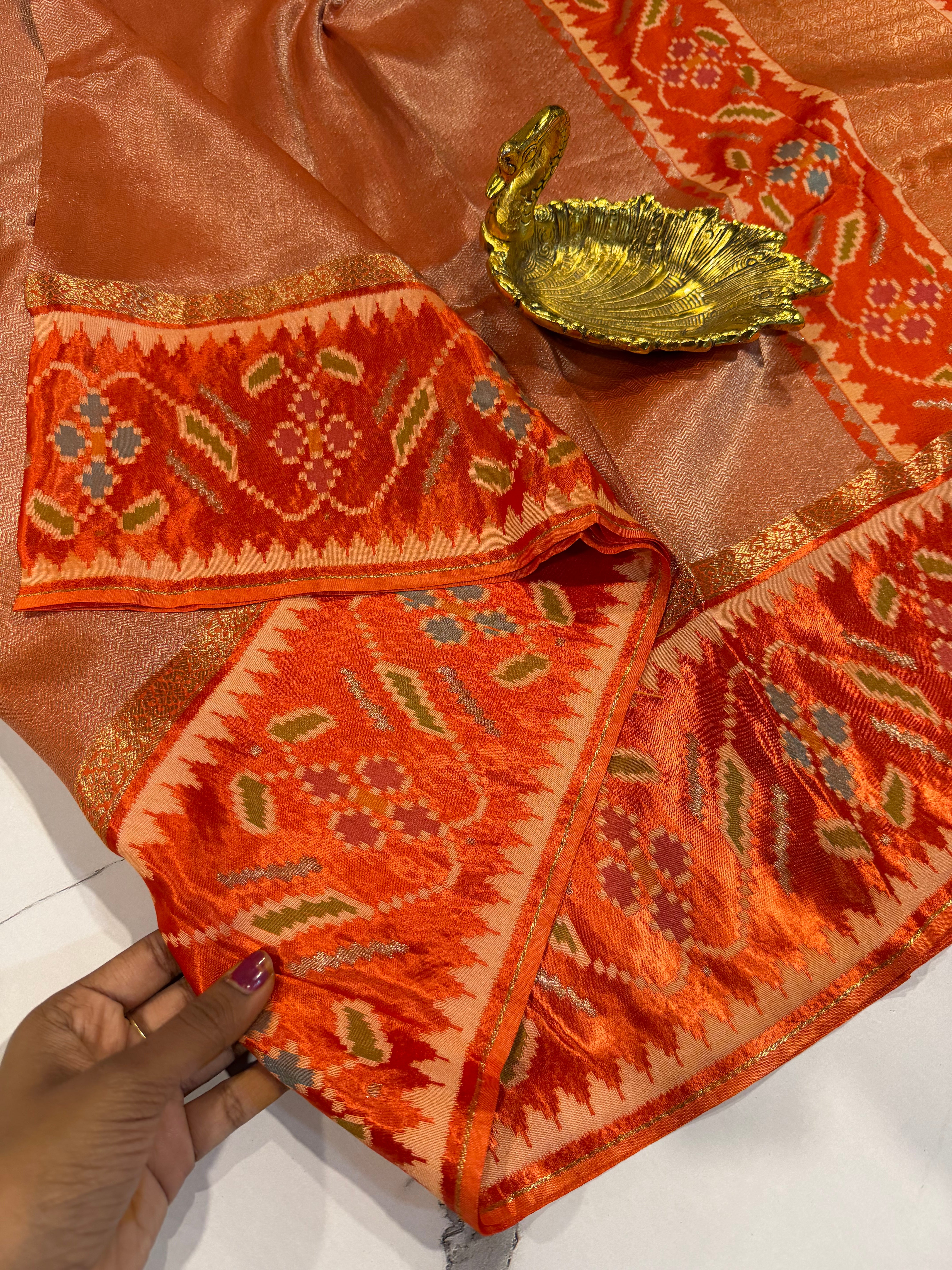 TP-51 orange colour kanchi tissue saree