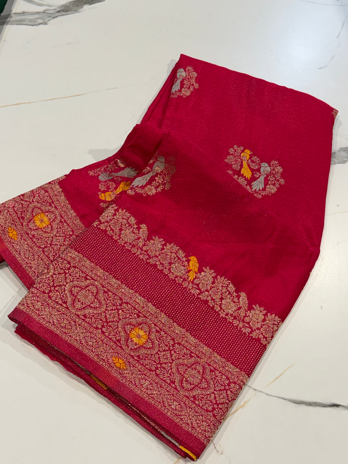 BS-1650 Ranipink colour benny crepe saree