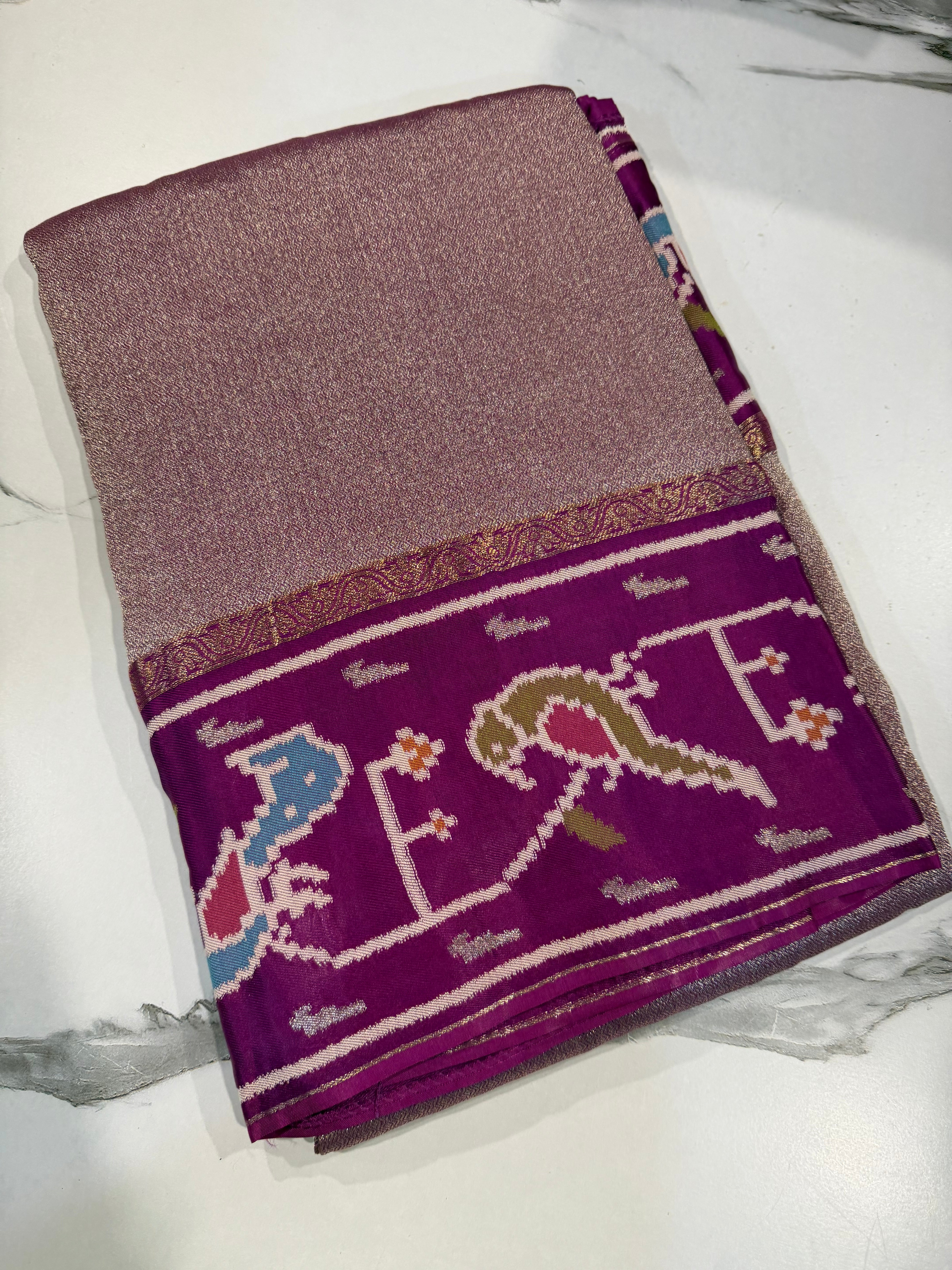 KT-5 purple  colour kanchi tissue saree