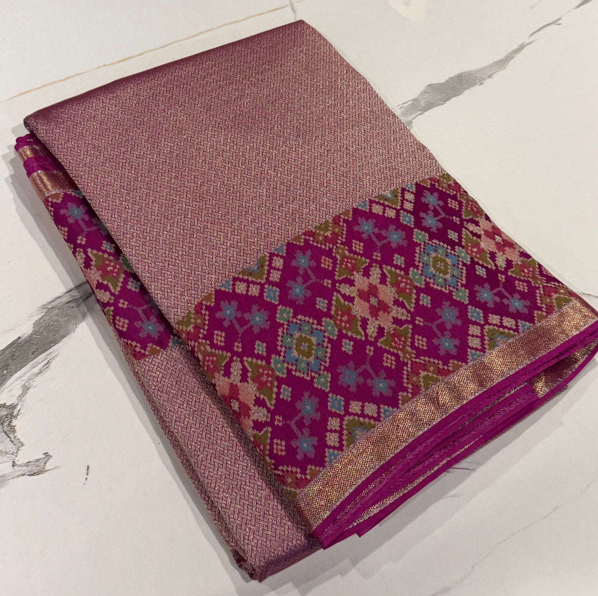 TP-6400 purple colour Fusion Patola  saree