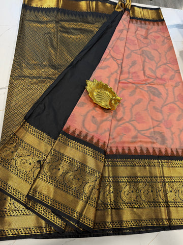 GP-3100 peach Pochampally prints saree