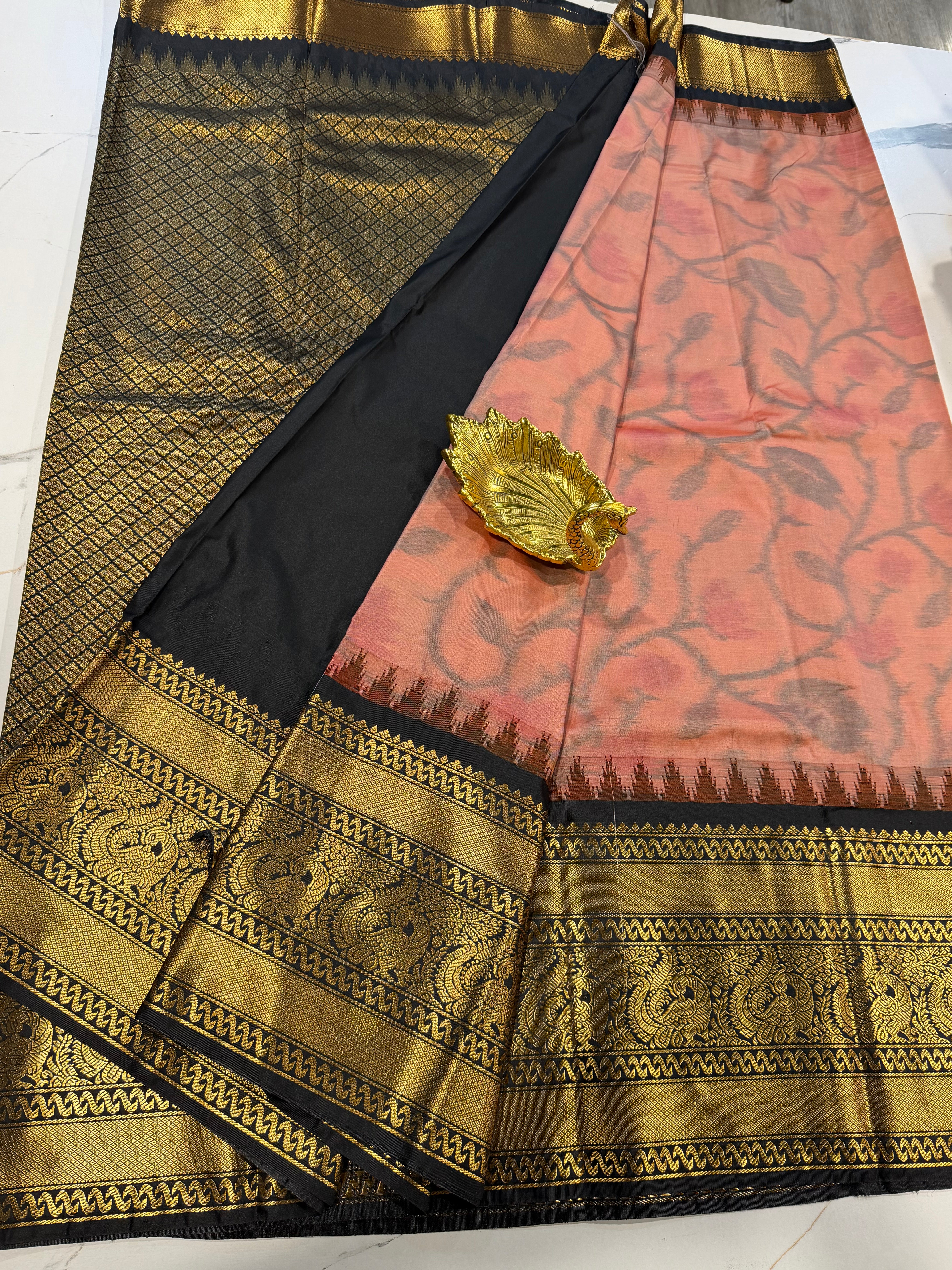 GP-3100 peach Pochampally prints saree