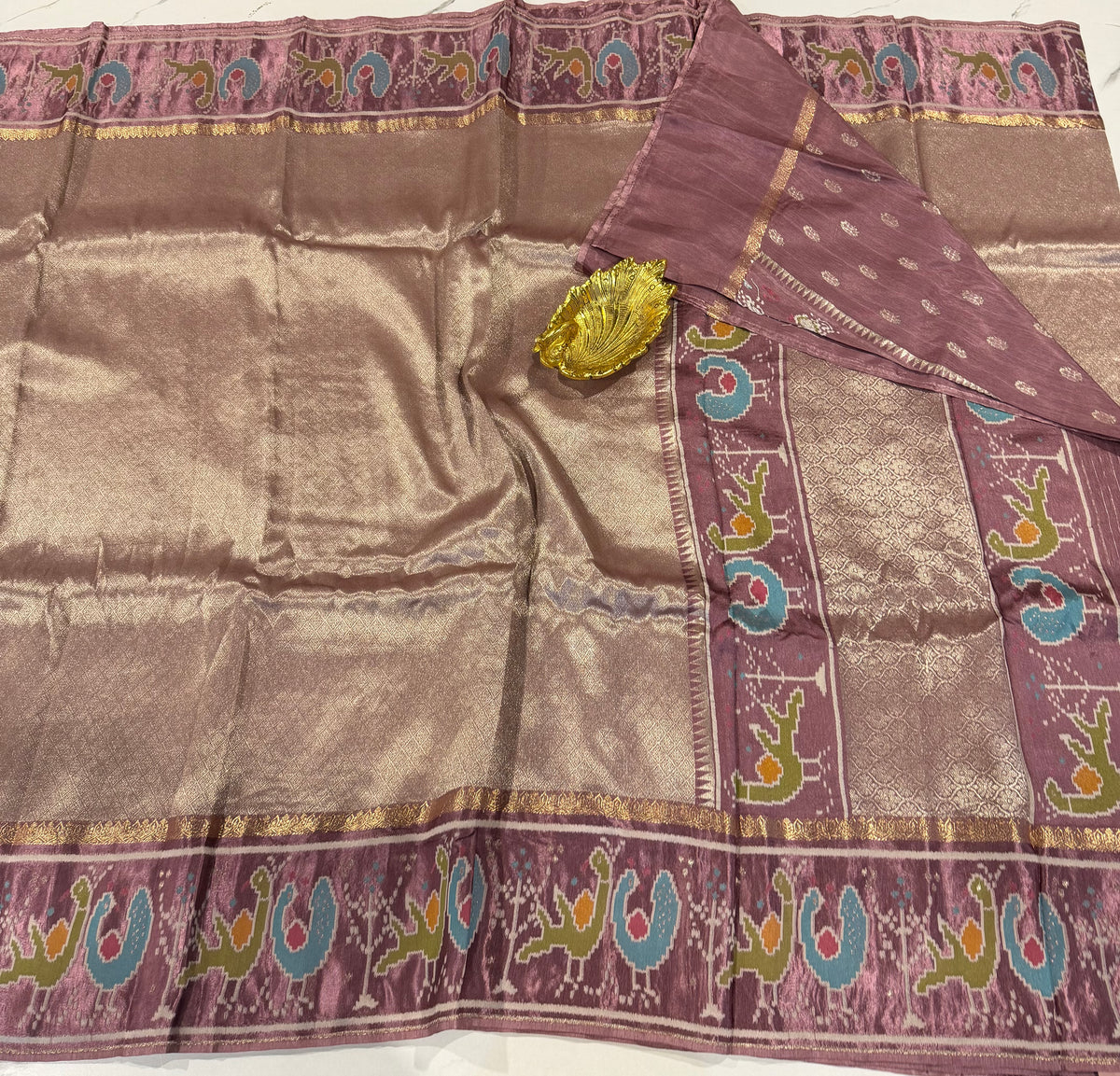 KT-5 Mauve colour kanchi tissue saree