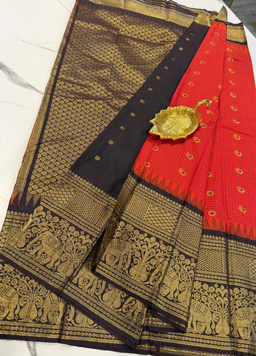 VG2 Rust  & brown semi Gadwal saree