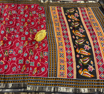 Red saree Mashru mangalagiri