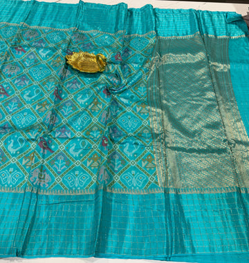 PT-A6 sky blue colour Patola saree