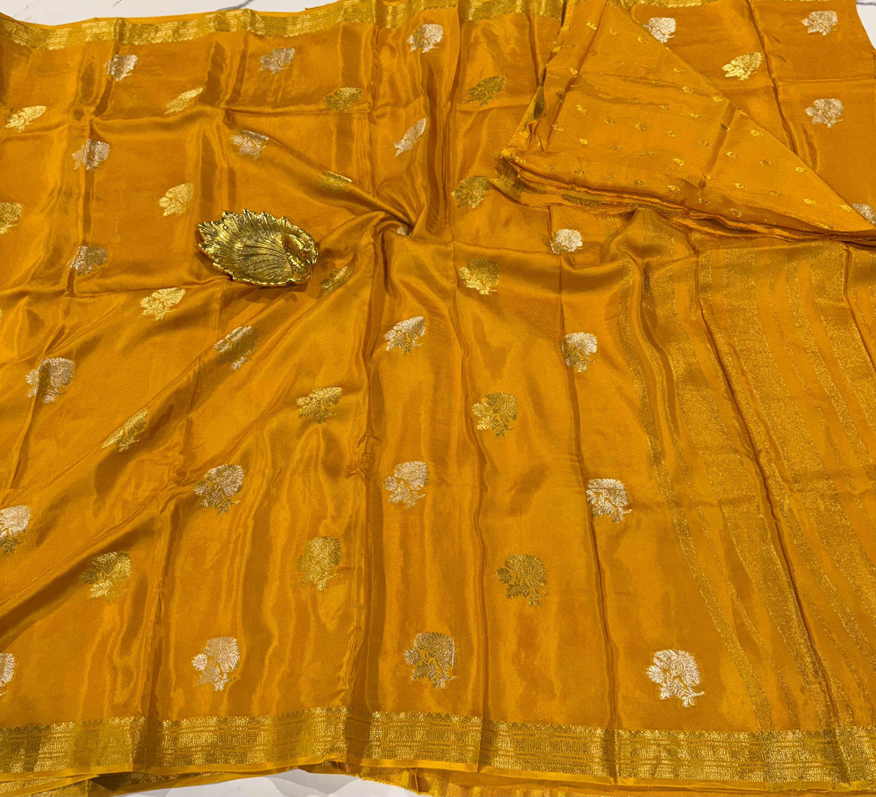 AB-3100 yellow Binny crepe saree