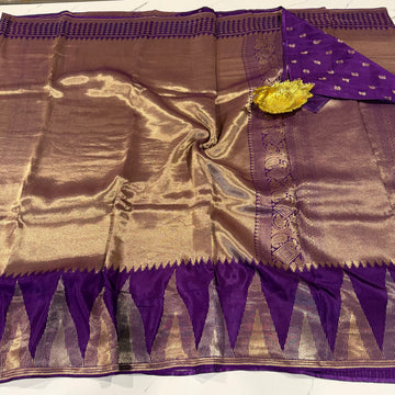 K-4599 violet Kanchi temple tissue saree