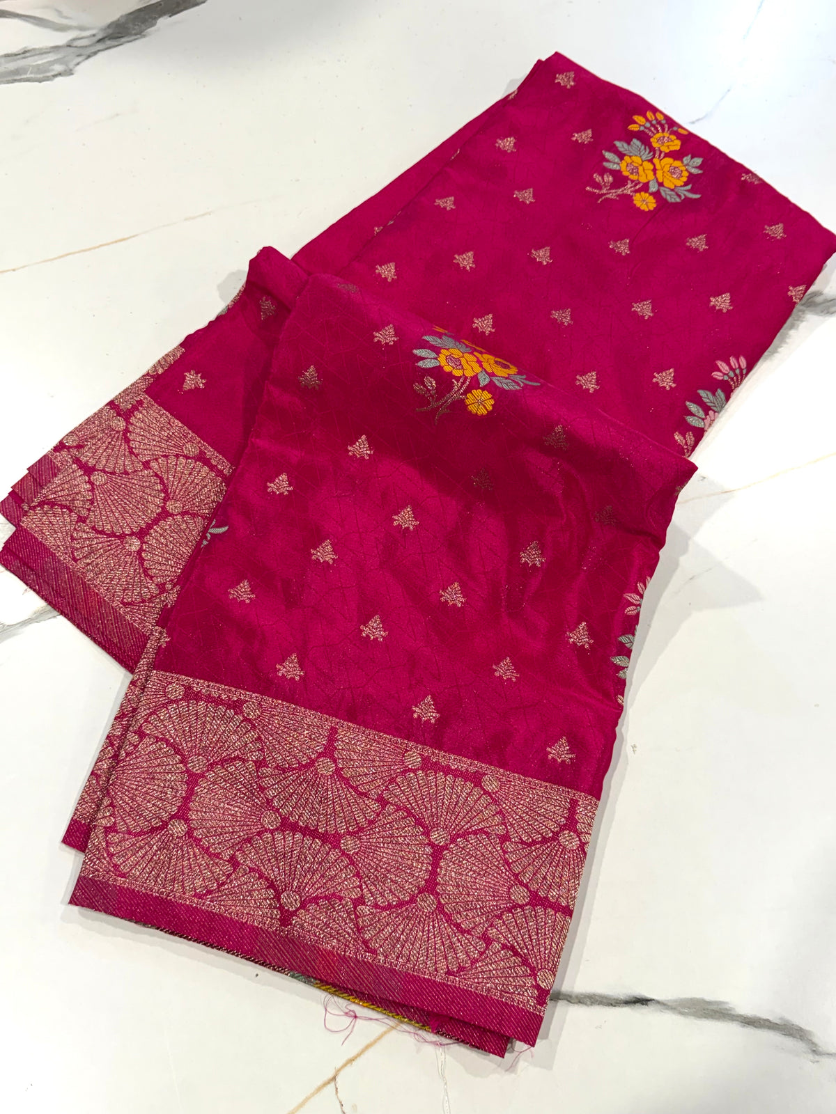Bz-1850 Ranipink benny crepe saree