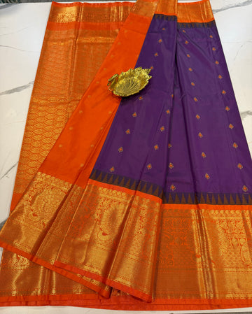 VG2 semi gadwal purple and orange border saree