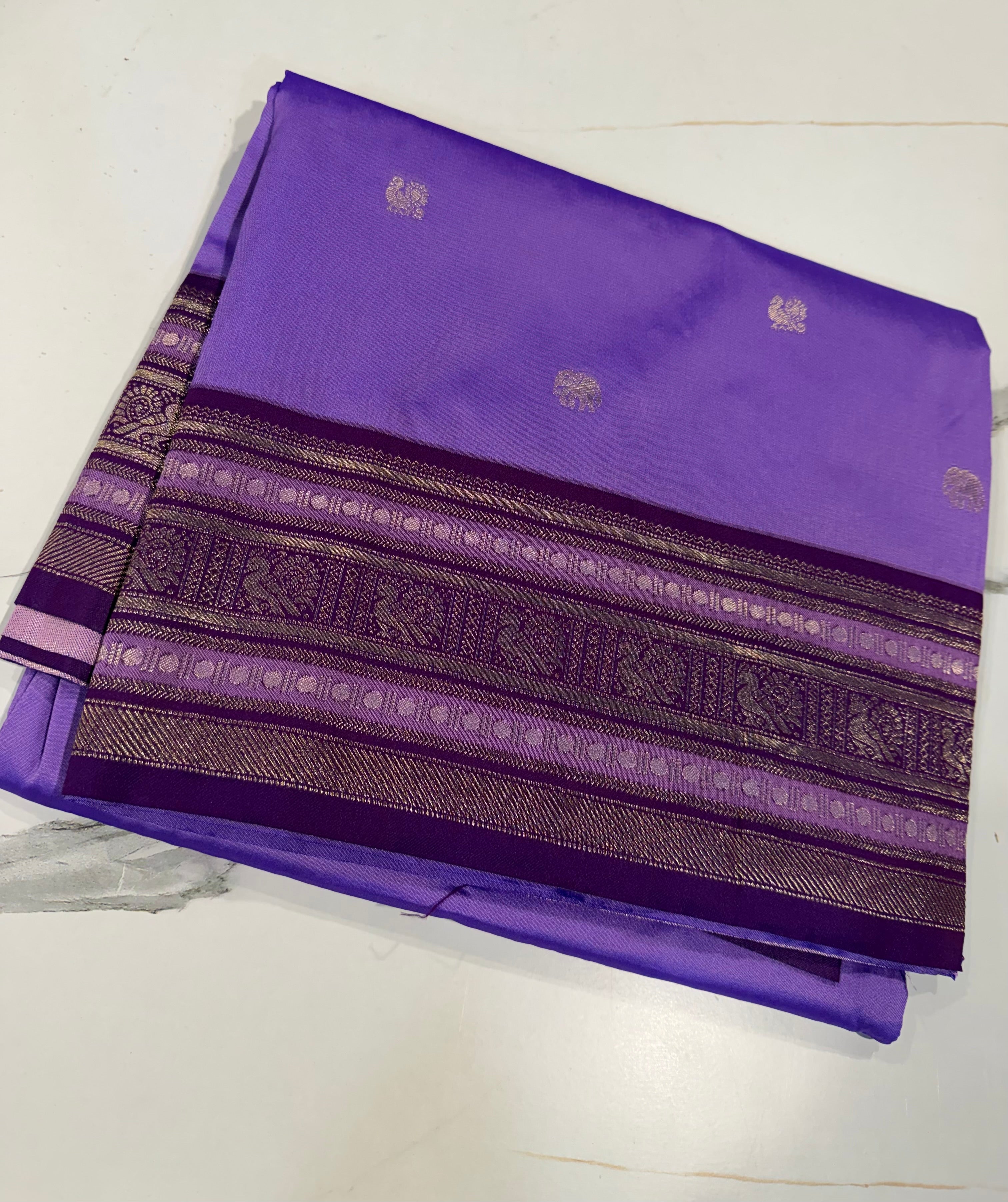 SNP-1499 Lavender n Brinjal saree