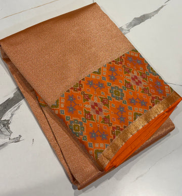 TP-6400 Orange colour Fusion Patola  saree