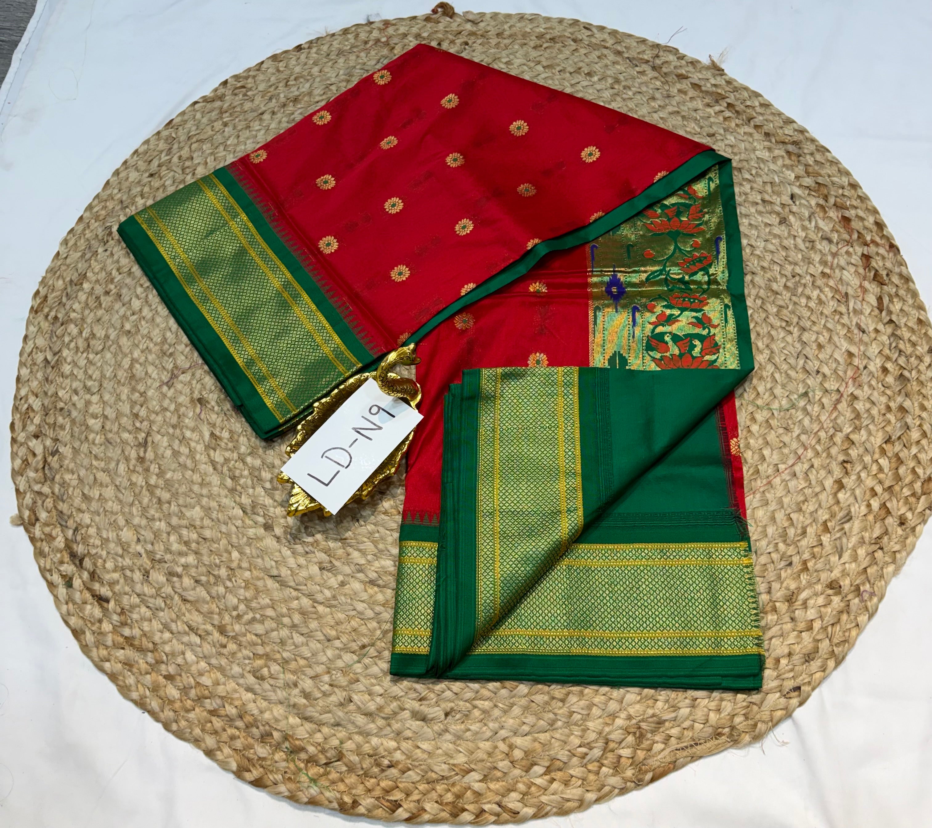 LD-N9 narayanapeta semi pattu chilli red and green saree