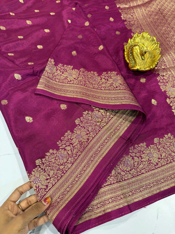 Gm-3950 banaras green mango dark pink color saree