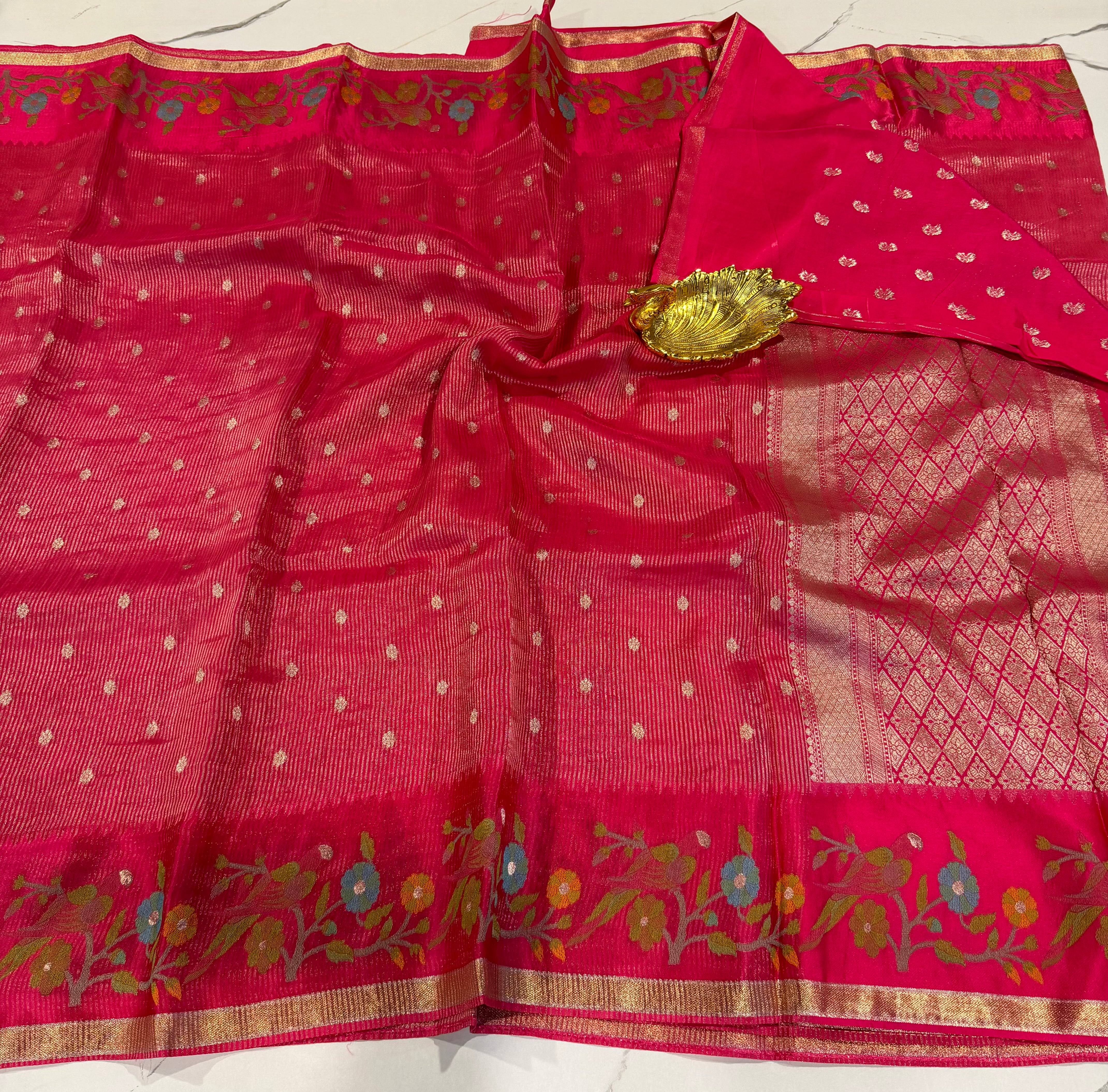 Bc-5100 Ranipink Banaras kora saree