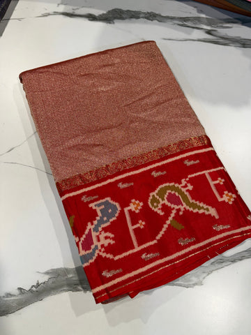 KT-5 Red colour kanchi tissue saree