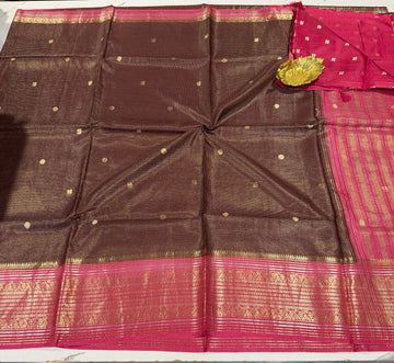 VKC2149BB- Brown n Pink Kanchi Brdr saree
