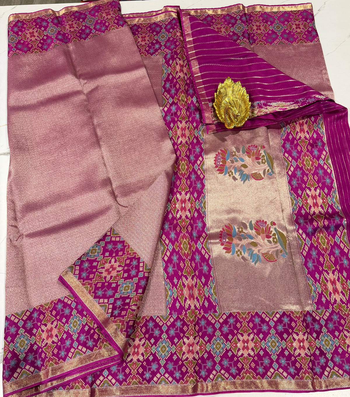 TP-6400 purple colour Fusion Patola  saree