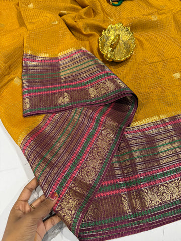 VN-2450 Mustured n wine vintage Narayanpet saree