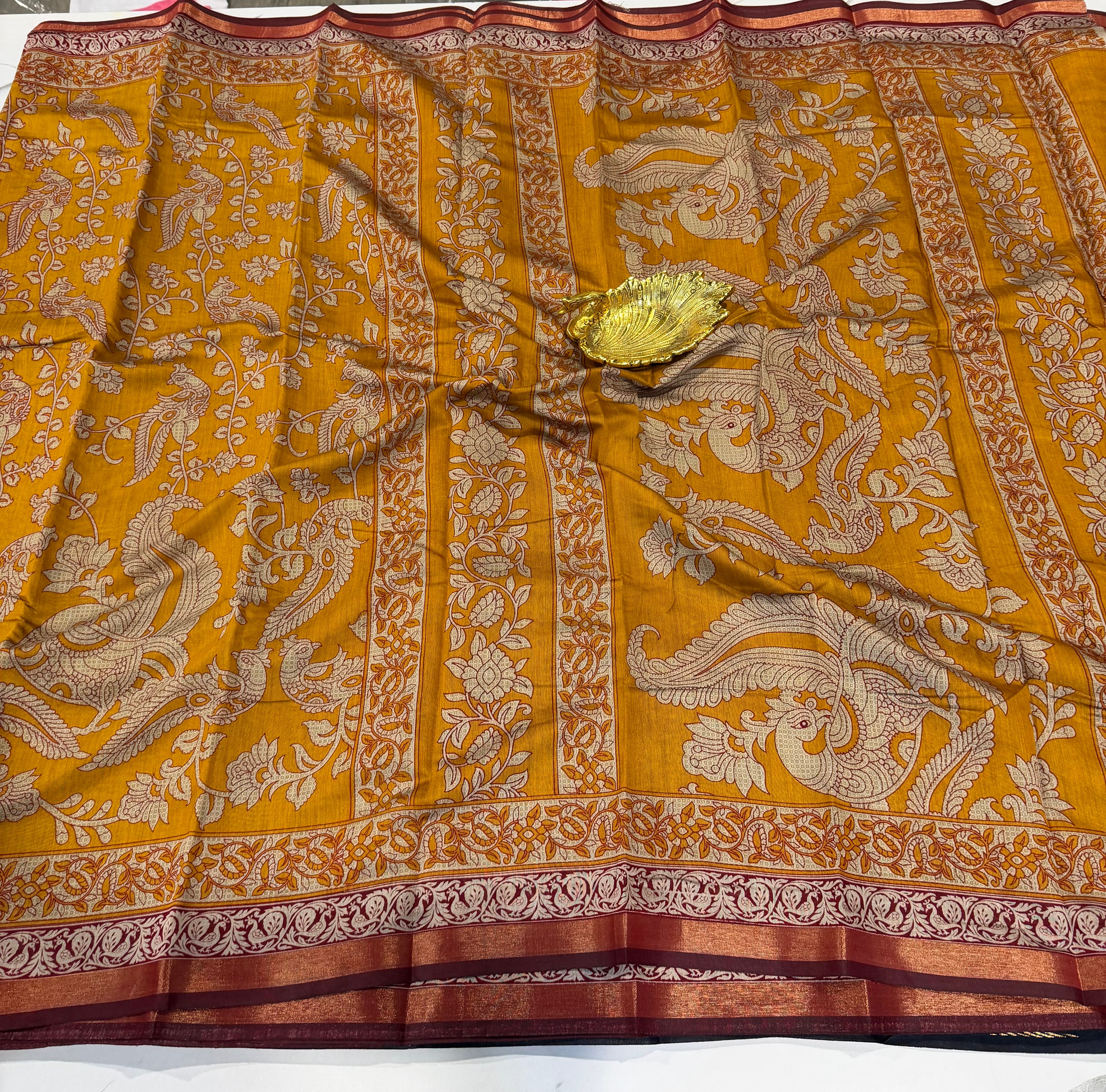 Yellow colour saree Mashru mangalagiri