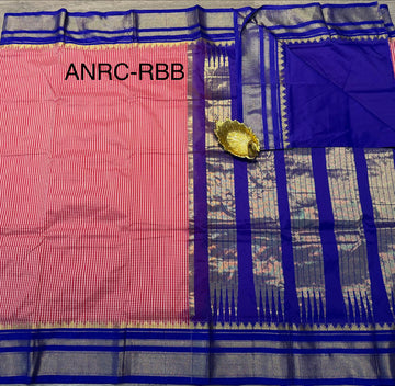 LD-N22 Narayanpet Checks Semi red n white with blue border