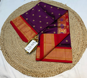 LD-N9 narayanapeta semi pattu megentha and red saree
