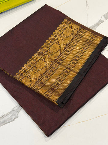 Red-3999 Brown  Colour Pure Handloom Mangalagiri Pattu saree