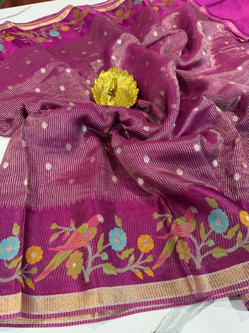 Bc-5100  purple Banaras kora saree
