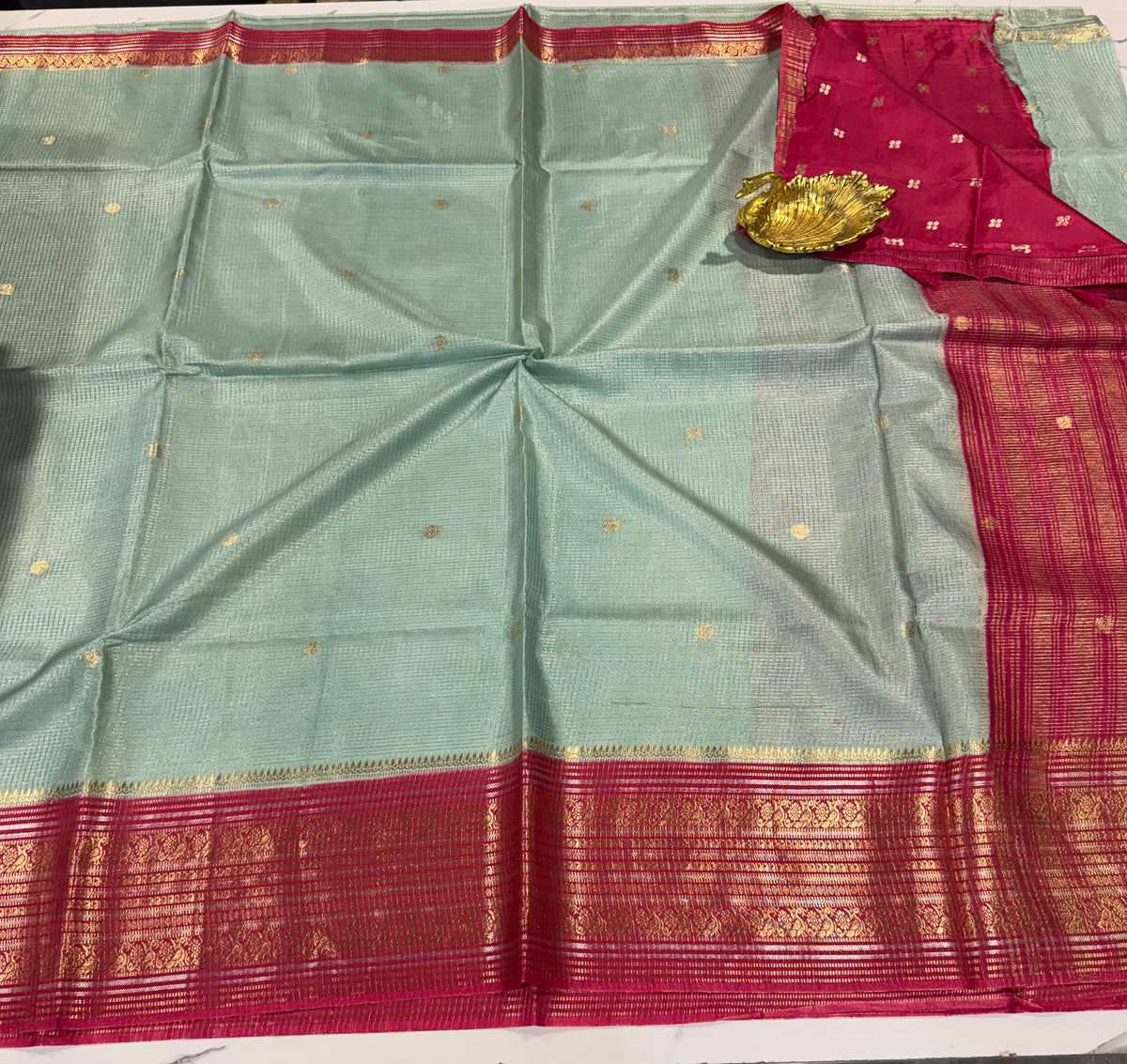 VKC2149BB - sky blue n pink colour Brdr Vintage Kanchi saree