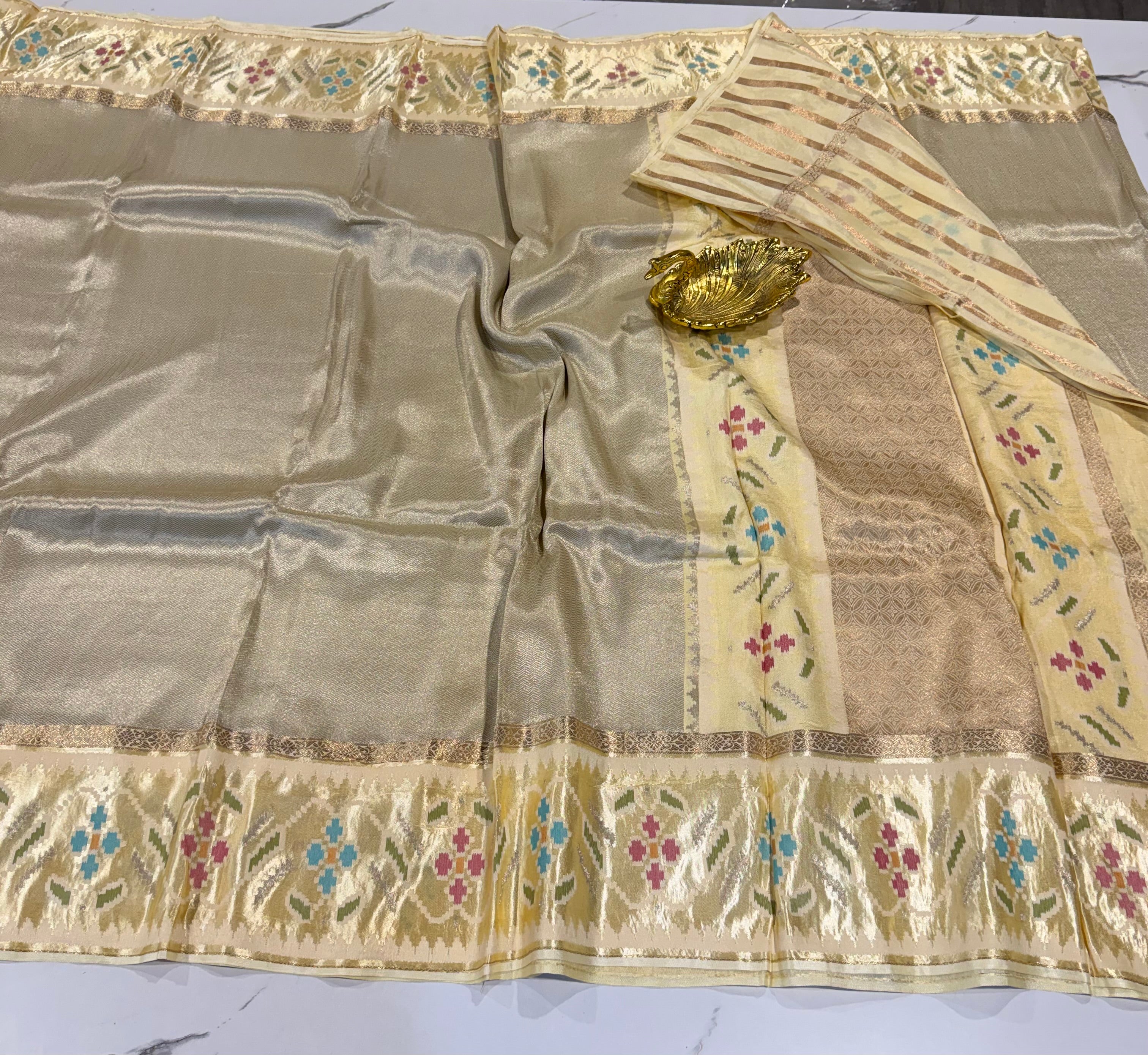TP-51 cream colour kanchi tissue saree