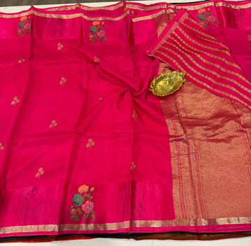 Cp-4100 ranipink colour Chiniya crepe saree