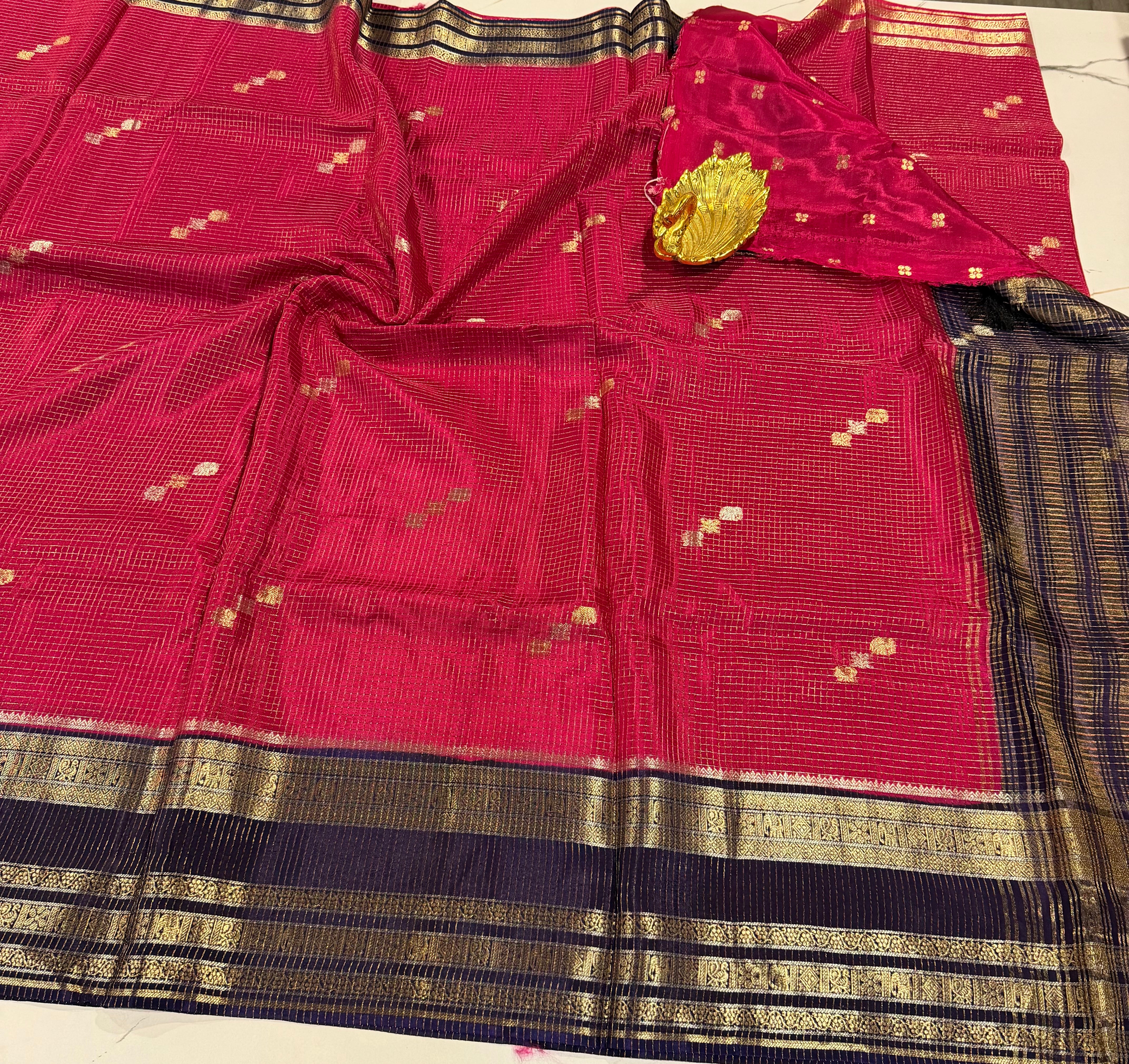 KS-23  Ranipink n Naviblue vairaoosi Vintage Kanchi saree