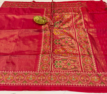 P6 tissue Patola sarees pink colour saree