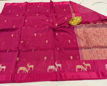 CR-21 Ranipink Kora jamdani semi sarees