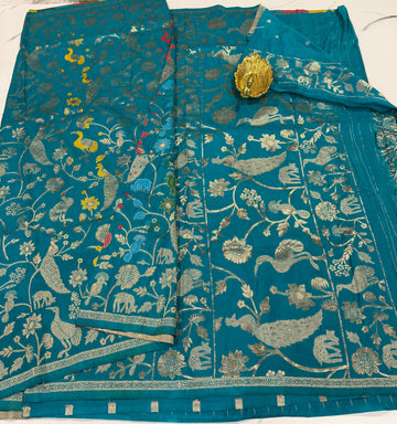 MV-1650 Skyblue colour Munga crepe saree