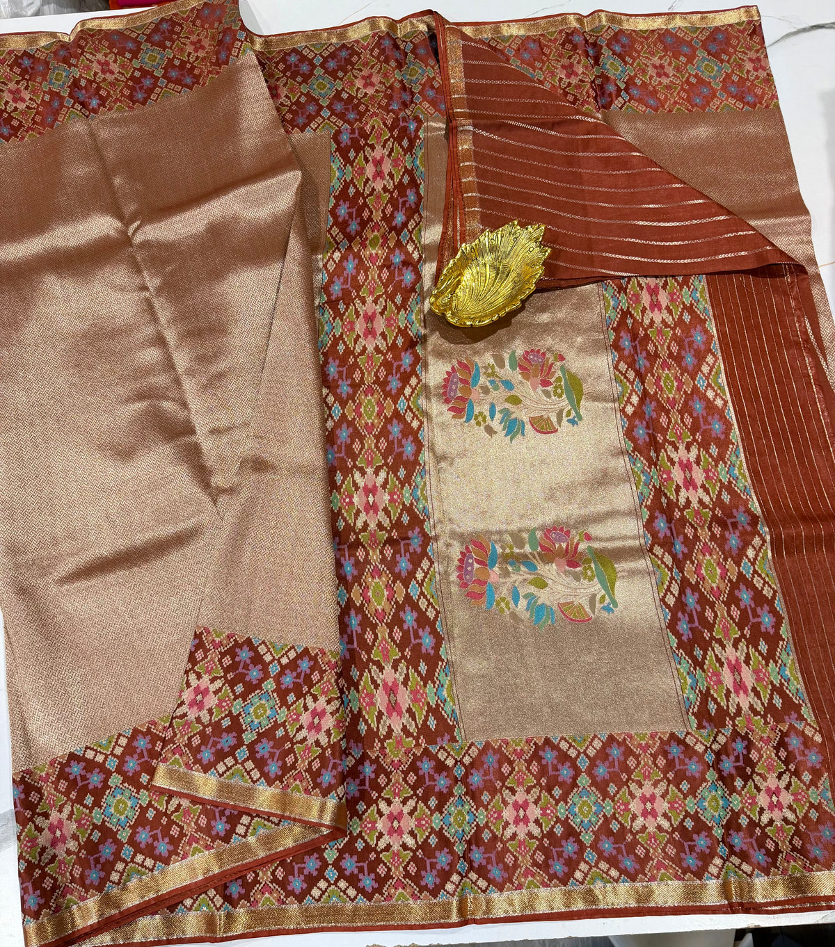 TP-6400 Brown colour Fusion Patola  saree