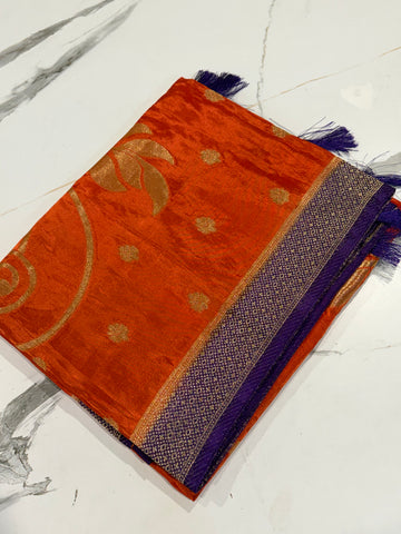 HS-2650 Orange HO crepe saree