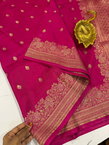 Gm-3950 banaras green mango rani pink color saree