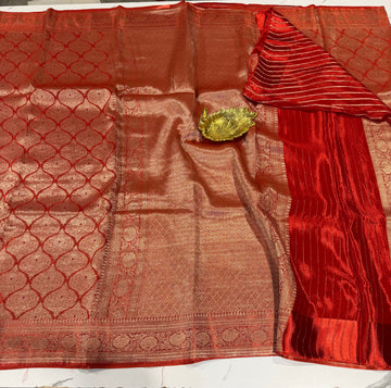 GS-4400 red banaras crepe saree