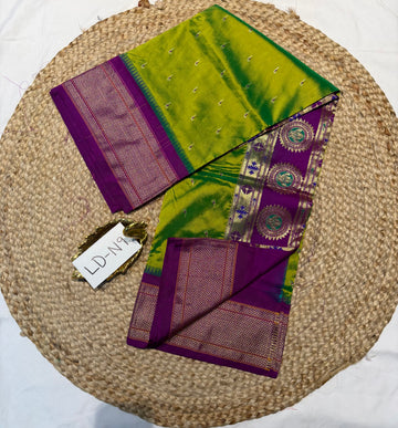 LD-N9 narayanapeta semi pattu green and mengentha saree