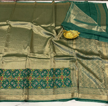 P-5400 dark green colour tissue Patola saree