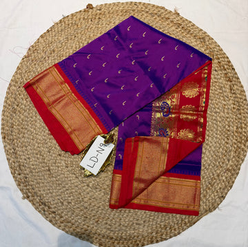 LD-N9 narayanapeta semi pattu purple and red saree
