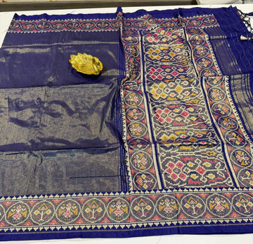 P6 tissue Patola sarees ink blue colour saree (Copy)