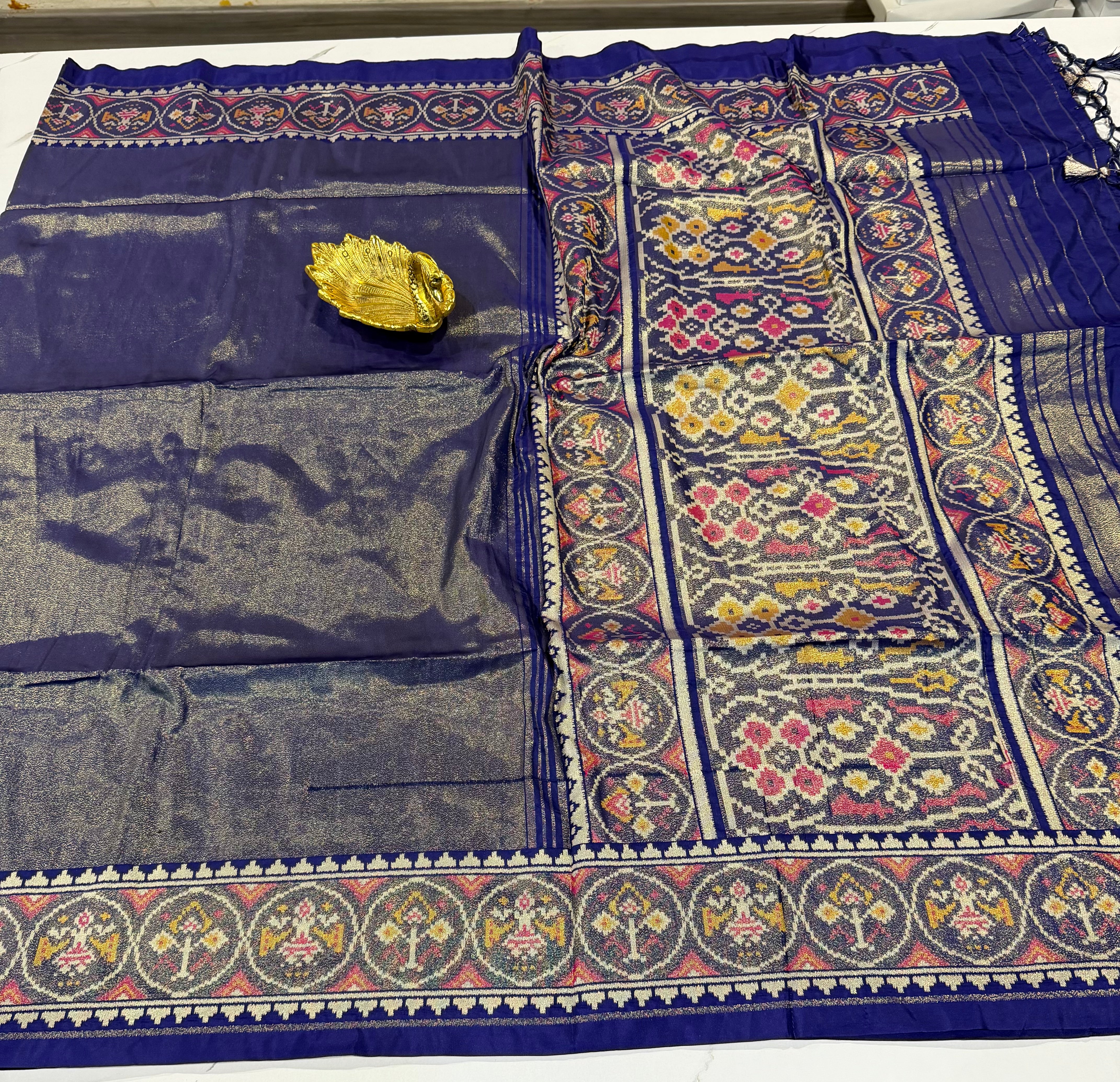 P6 tissue Patola sarees ink blue colour saree (Copy)