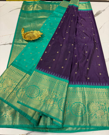 VG2 semi gadwal brinjal and green border saree